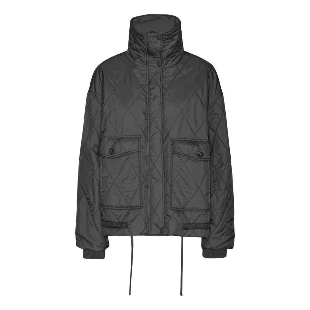 Short black quilted jacket online