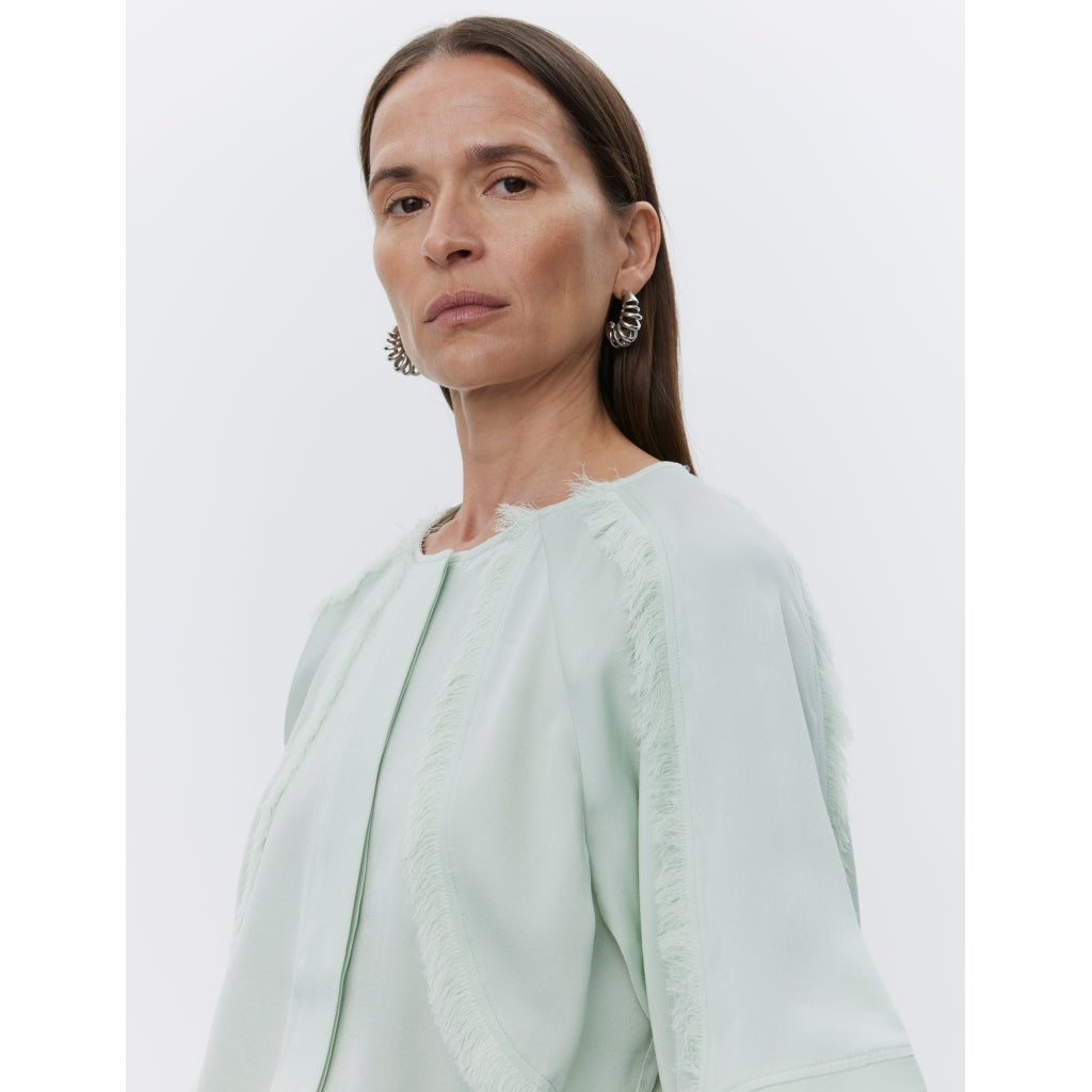 Zelie Green Lily Fringe Crepe Shirt