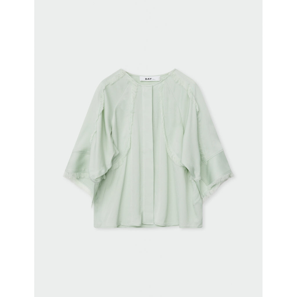 Zelie Green Lily Fringe Crepe Shirt