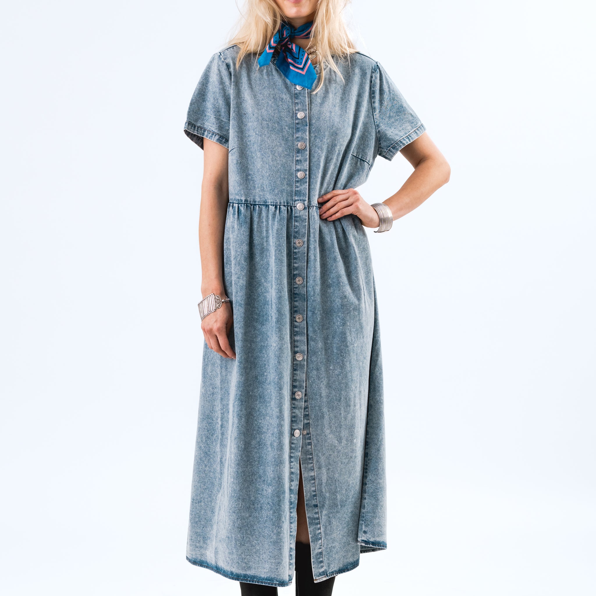 Aliya Denim Maxi Dress