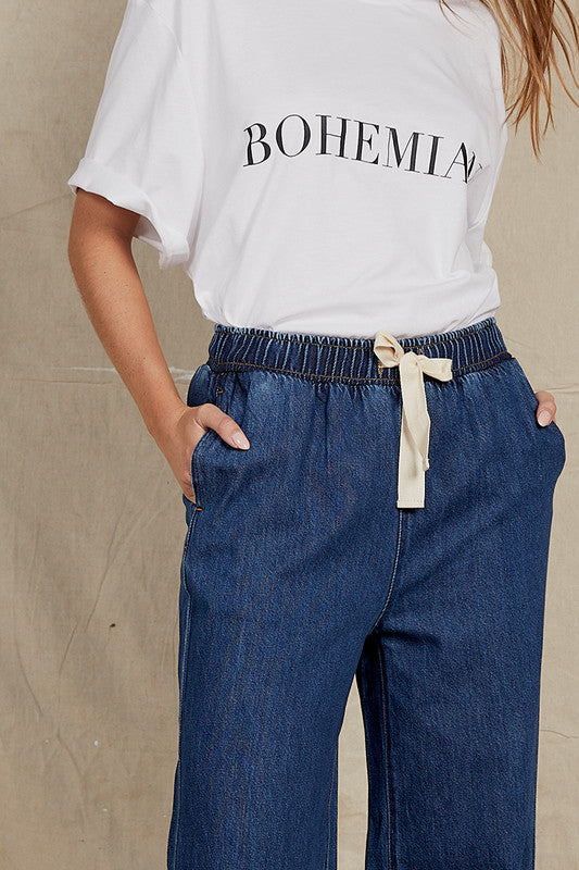 Elastic Waist Denim Pant