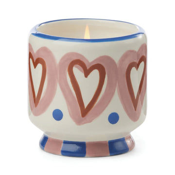 A Dopo 8 oz Handpainted "Hearts" Ceramic - Rosewood Vanilla