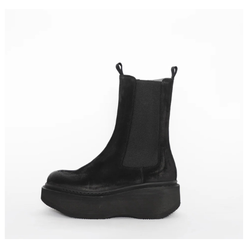 Black Suede Platform Wedge Boot