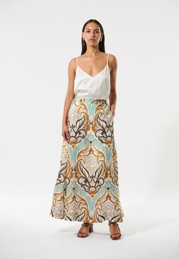 Larissa Duncan Spice Print Linen Skirt