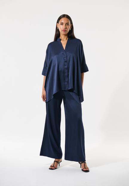 Mandy Optical Blue Silk Shirt