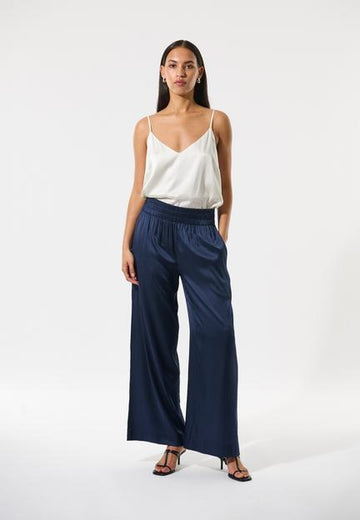 Margo Optical Navy SIlk Trousers