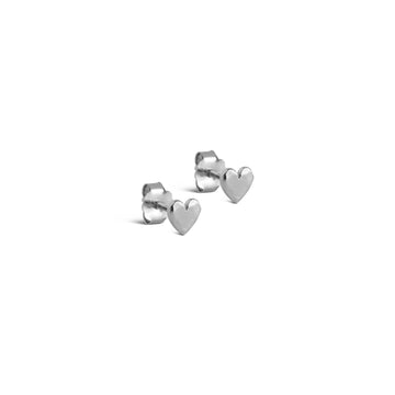 Silver Heart Studs