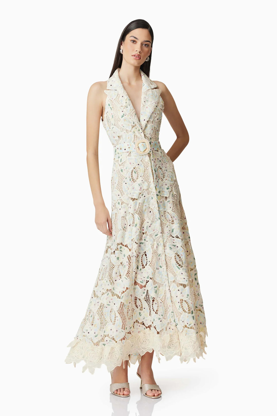 Kyla Floral Maxi Dress in White