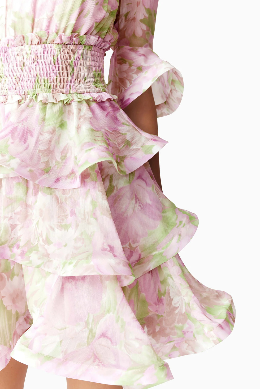 Morgan Floral Tiered Mini Dress in Pink