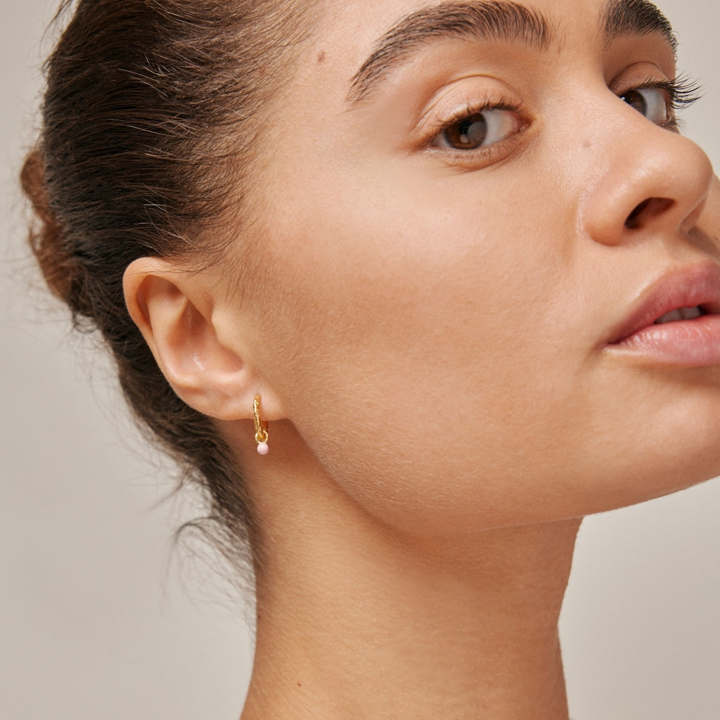 Belle 'Light Pink' 18k Gold-plated Hoops