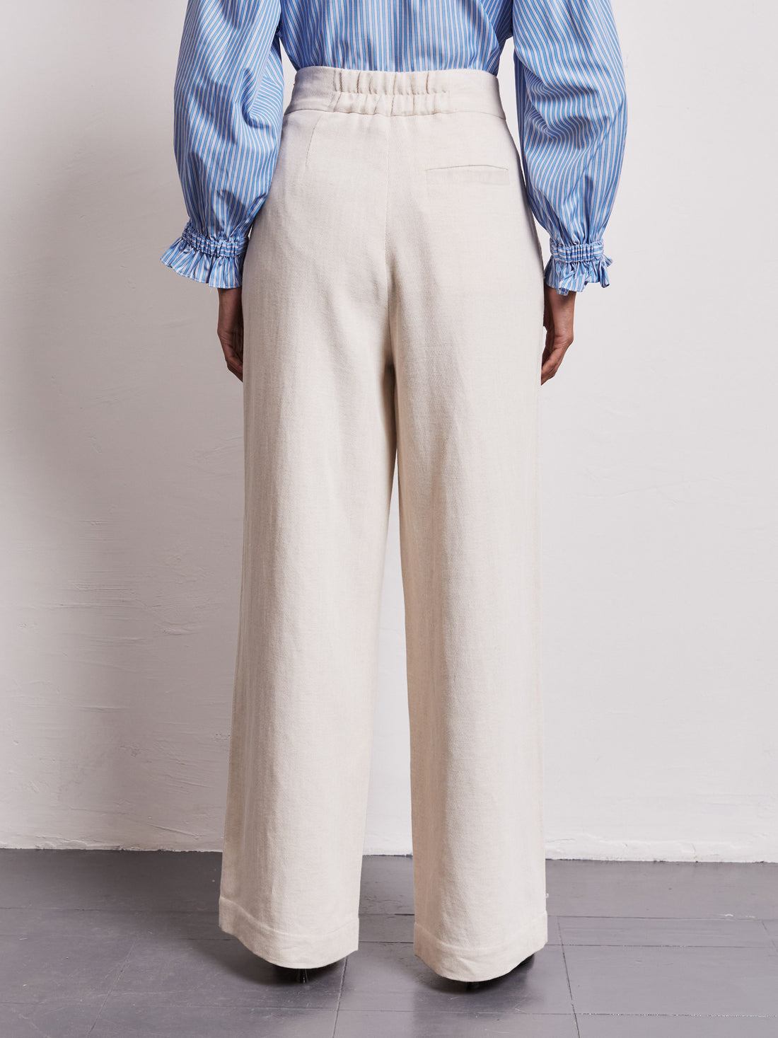 Nellie Ecru High Waisted Palazzo Trousers