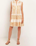 Shop the Sleeveless Linen Dress in White & Gold by Greek Archaic Kori at Jessimara.com