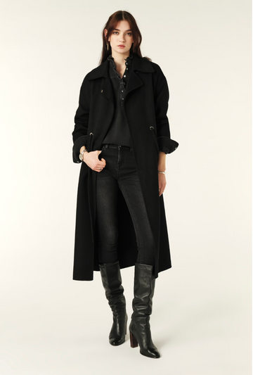 Kate Wool Drawstring Coat Black