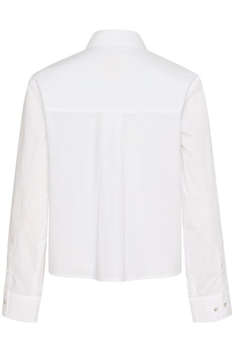 Pranvera White Cotton Frill Shirt