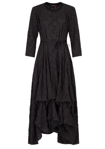 Optimism Black Skirted Cloque Dress