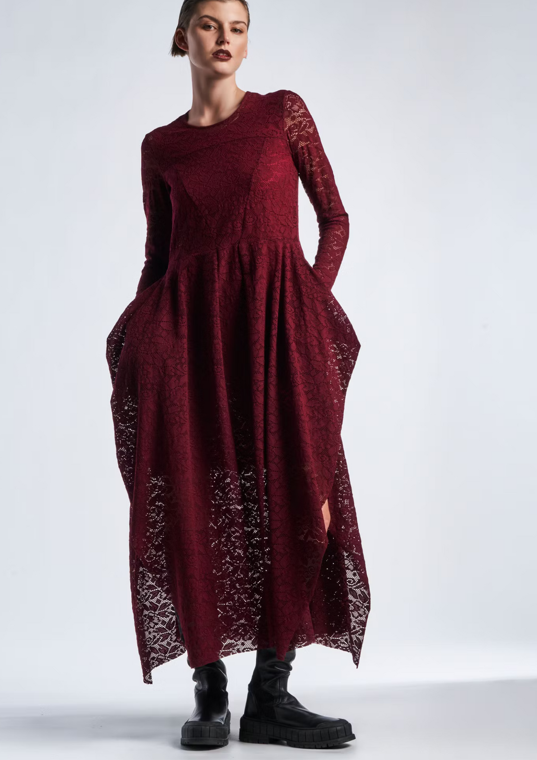 Formidable Wine Lace Dress