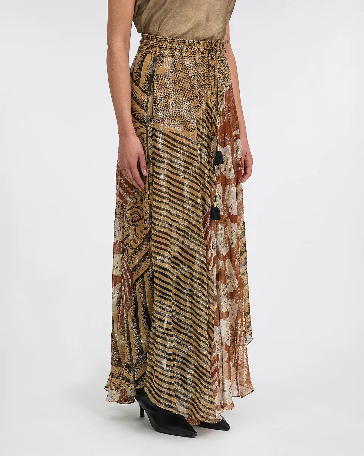 Ladida Caramel Long Print Skirt