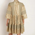 Shop the Tea & Gold  3/4 Sleeve Dress by Greek Archaic Kori at Jessimara.com