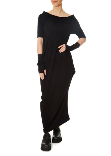 Zubo Asymetric Black Maxi Dress